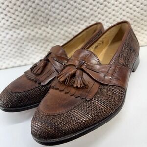Gino Rossi Tassel Kiltie Loafers Mens Brown Woven Leather Slip On Shoes